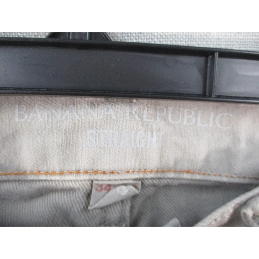 Banana Republic‎ Mens Straight Fit Gray Twill Pants Jeans 34x32